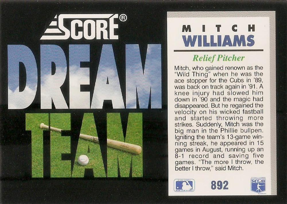 Mitch Williams  baseball card collectible - Main Image 2