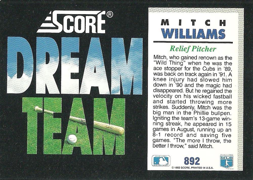 Mitch Williams  baseball card collectible - Main Image 2