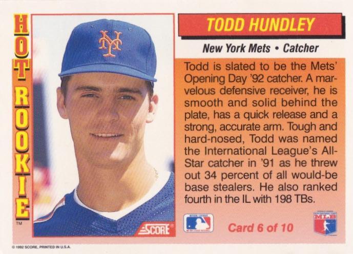Todd Hundley  baseball card collectible - Main Image 2