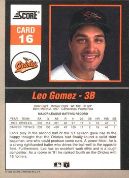 Leo Gomez  baseball card collectible - Main Image 2