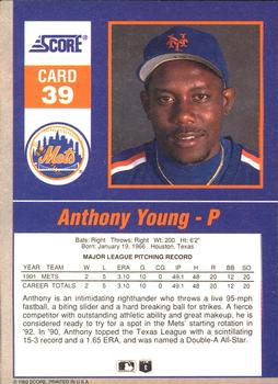 Anthony Young  baseball card collectible - Main Image 2