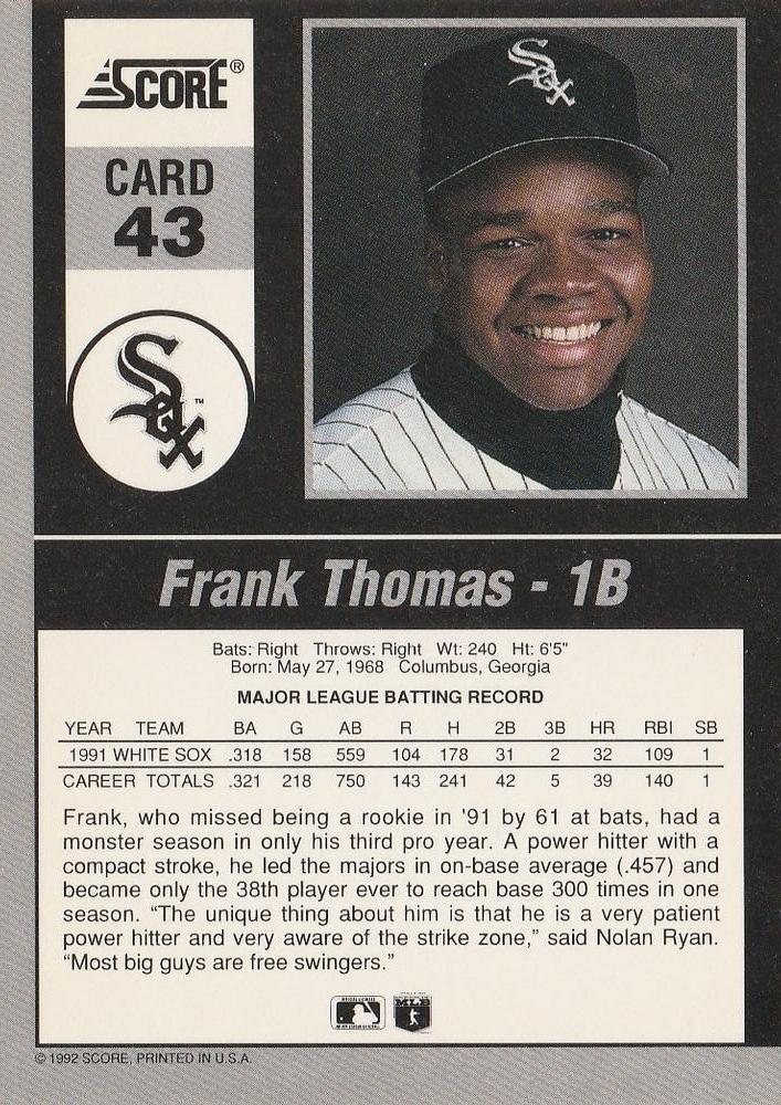 Frank Thomas  baseball card collectible - Main Image 2