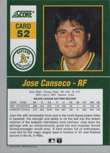 Jose Canseco  baseball card collectible - Main Image 2