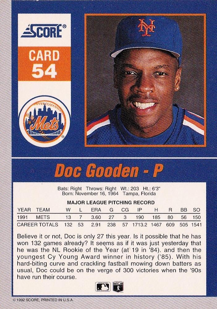 Doc Gooden  baseball card collectible - Main Image 2