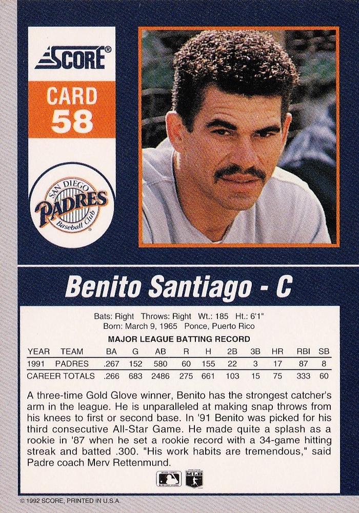 Benito Santiago  baseball card collectible - Main Image 2