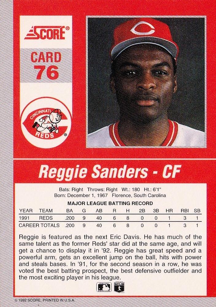 Reggie Sanders  baseball card collectible - Main Image 2