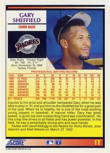 Gary Sheffield  baseball card collectible - Main Image 2
