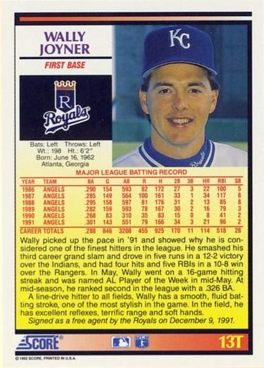 Wally Joyner  baseball card collectible - Main Image 2