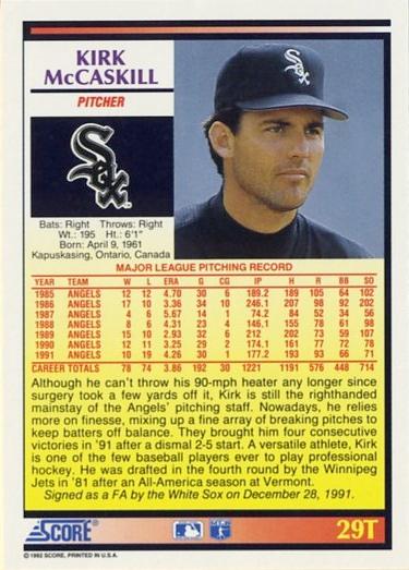 Kirk McCaskill  baseball card collectible - Main Image 2