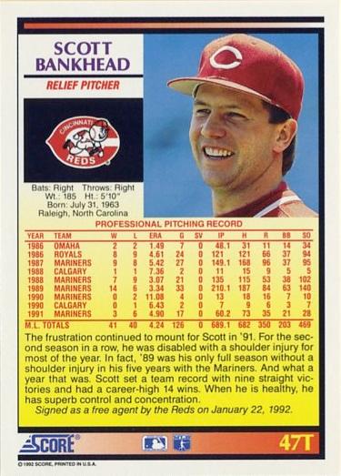 Scott Bankhead  baseball card collectible - Main Image 2