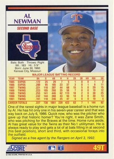 Al Newman  baseball card collectible - Main Image 2