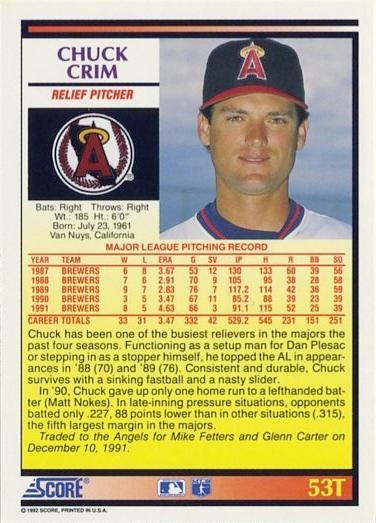 Chuck Crim  baseball card collectible - Main Image 2