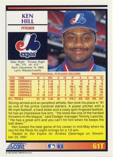 Ken Hill  baseball card collectible - Main Image 2