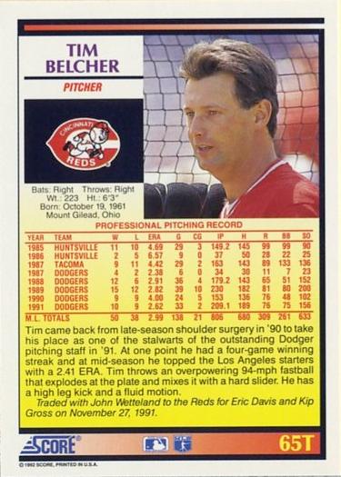 Tim Belcher  baseball card collectible - Main Image 2