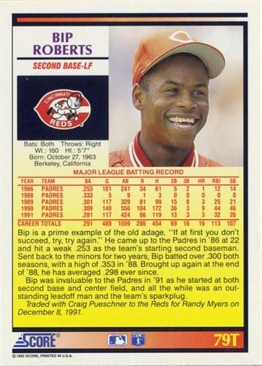 Bip Roberts  baseball card collectible - Main Image 2