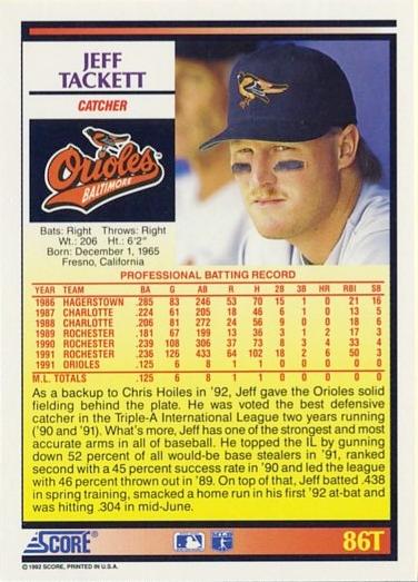 Jeff Tackett  baseball card collectible - Main Image 2
