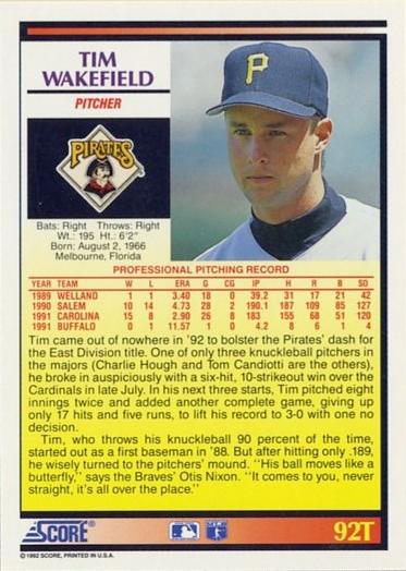 Tim Wakefield  baseball card collectible - Main Image 2