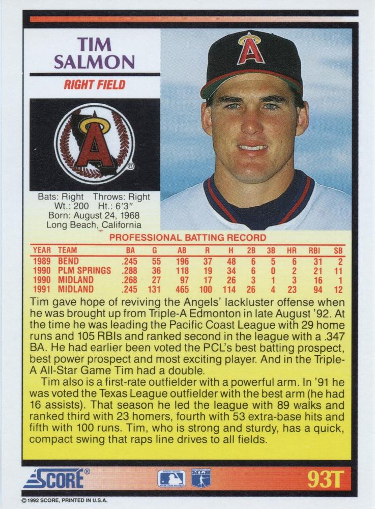 Tim Salmon  baseball card collectible - Main Image 2