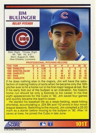 Jim Bullinger  baseball card collectible - Main Image 2