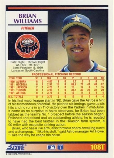 Brian Williams  baseball card collectible - Main Image 2