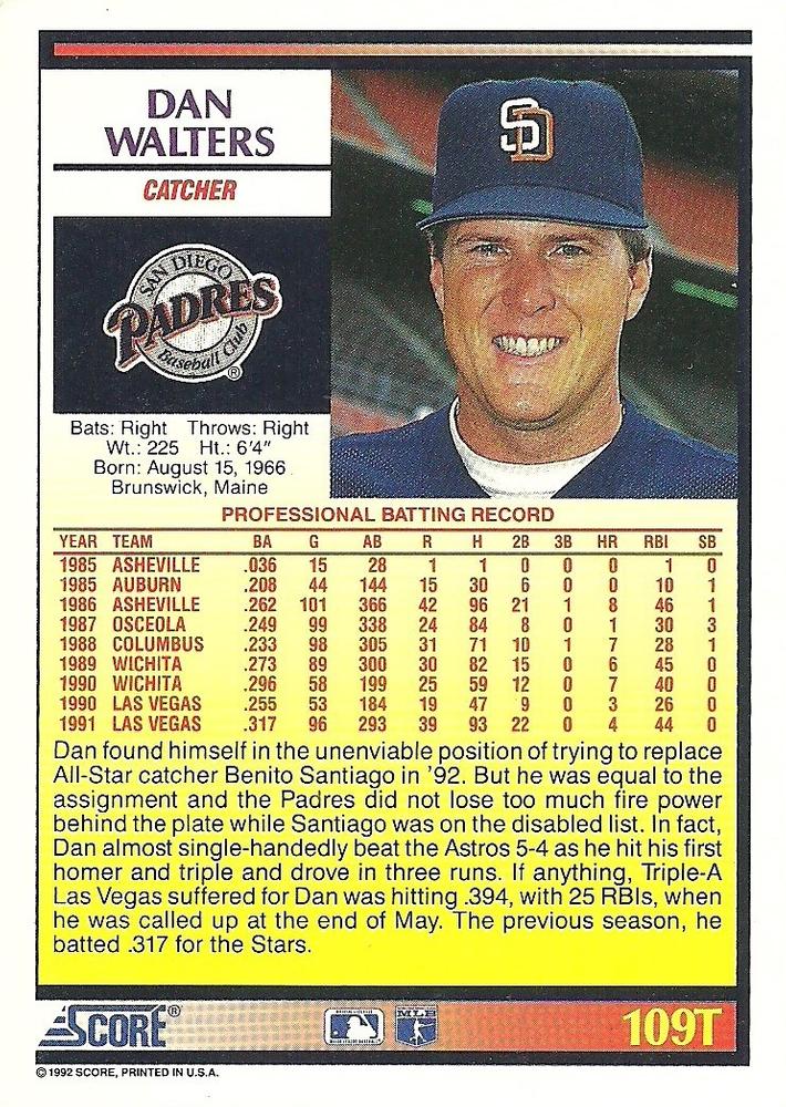 Dan Walters  baseball card collectible - Main Image 2