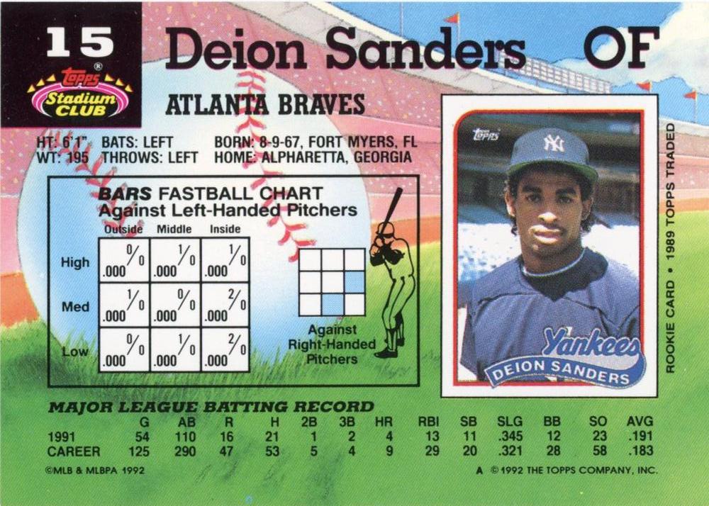 Deion Sanders  baseball card collectible - Main Image 2