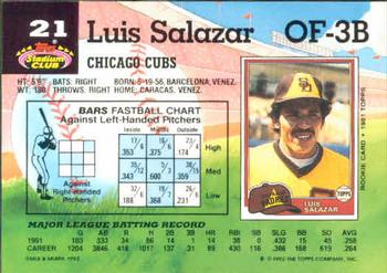 Luis Salazar  baseball card collectible - Main Image 2