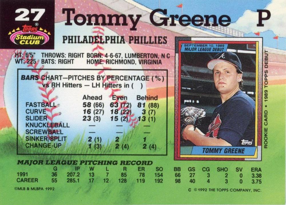 Tommy Greene  baseball card collectible - Main Image 2
