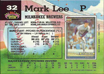 Mark Lee  baseball card collectible - Main Image 2