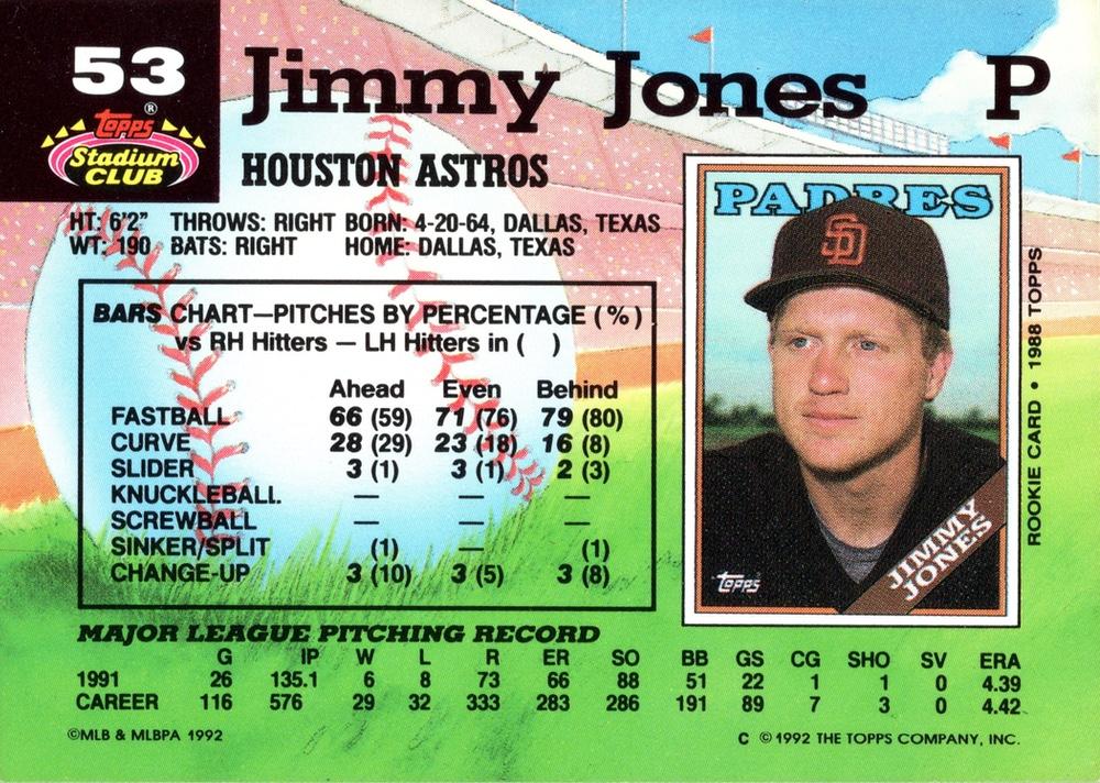 Jimmy Jones  baseball card collectible - Main Image 2