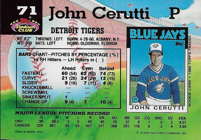 John Cerutti  baseball card collectible - Main Image 2