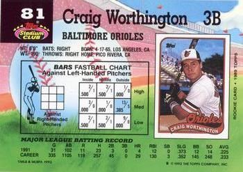 Craig Worthington  baseball card collectible - Main Image 2