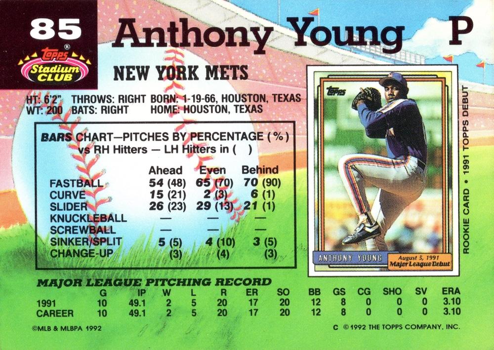 Anthony Young  baseball card collectible - Main Image 2