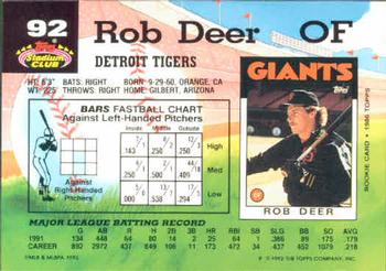 Rob Deer  baseball card collectible - Main Image 2