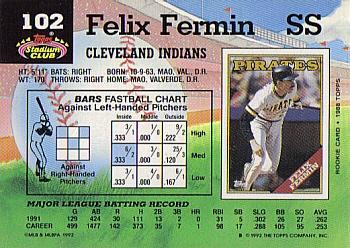 Felix Fermin  baseball card collectible - Main Image 2