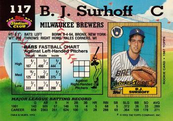 B.J. Surhoff  baseball card collectible - Main Image 2