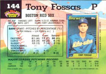 Tony Fossas  baseball card collectible - Main Image 2