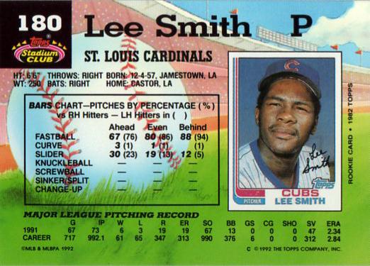 Lee Smith  baseball card collectible - Main Image 2