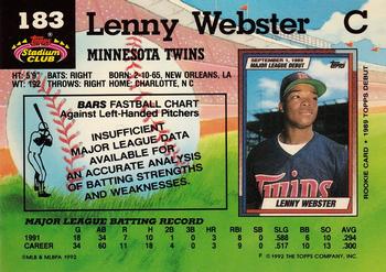 Lenny Webster  baseball card collectible - Main Image 2