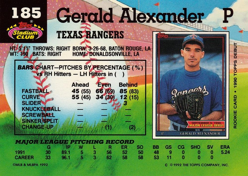 Gerald Alexander  baseball card collectible - Main Image 2