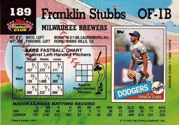 Franklin Stubbs  baseball card collectible - Main Image 2