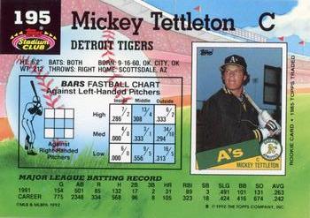 Mickey Tettleton  baseball card collectible - Main Image 2