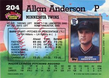 Allan Anderson  baseball card collectible - Main Image 2