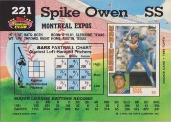 Spike Owen  baseball card collectible - Main Image 2