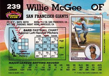 Willie McGee  baseball card collectible - Main Image 2