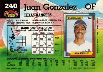 Juan Gonzalez  baseball card collectible - Main Image 2