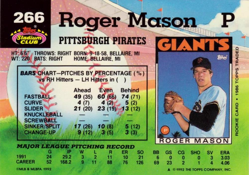 Roger Mason  baseball card collectible - Main Image 2