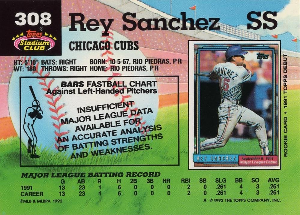 Rey Sanchez  baseball card collectible - Main Image 2