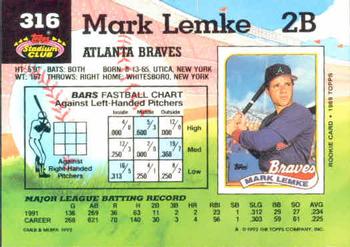 Mark Lemke  baseball card collectible - Main Image 2
