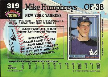 Mike Humphreys  baseball card collectible - Main Image 2